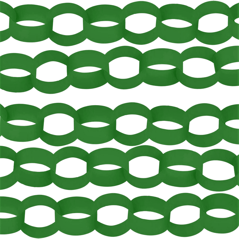 Christmas Green Paper Chain Card Strips. 5 Meter / 16 Feet Long. Wedding Party Decor