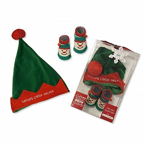 Baby Hat and Socks Christmas Gift Set - Santas Little Helper