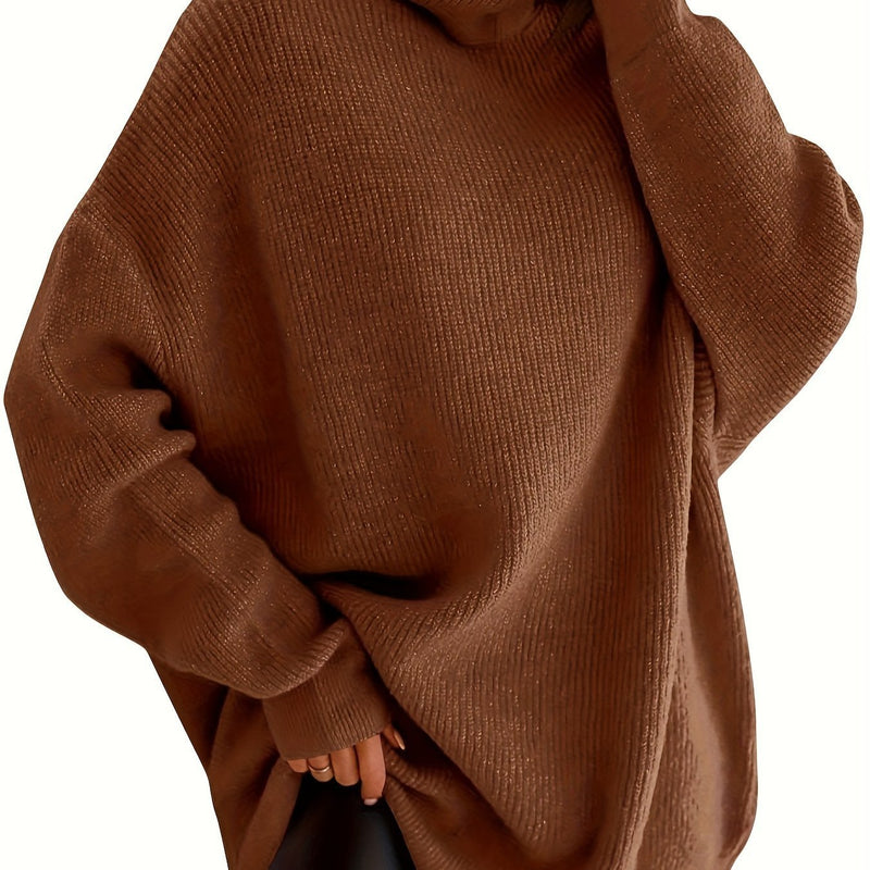 Women's Cozy Oversized Turtleneck Sweater Batwing Chunky