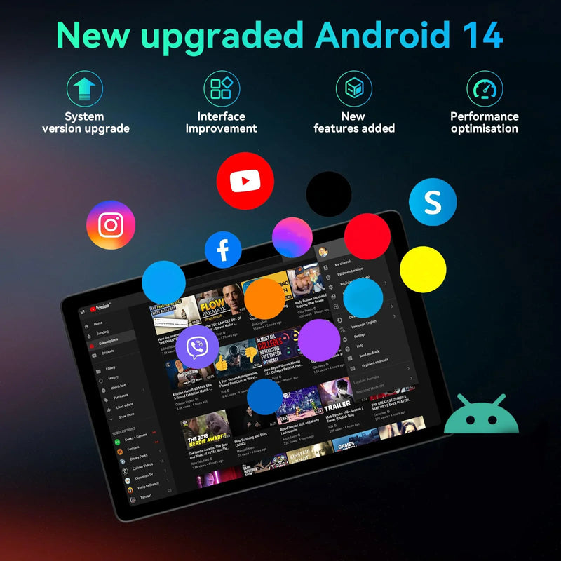 11 Inch Tablet Android 14 HD IPS Display Computer, 10GB RAM, 64GB Storage WiFi