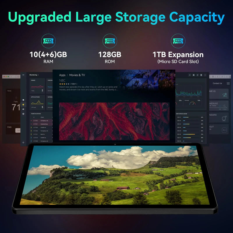 11 Inch Tablet Android 14 HD IPS Display Computer, 10GB RAM, 64GB Storage WiFi