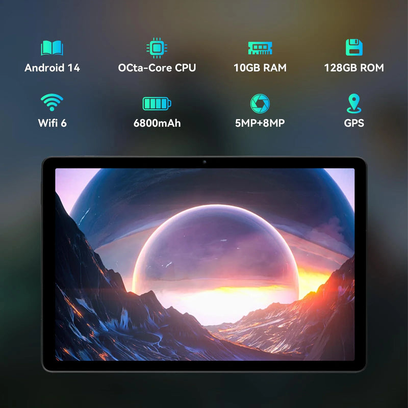 11 Inch Tablet Android 14 HD IPS Display Computer, 10GB RAM, 64GB Storage WiFi