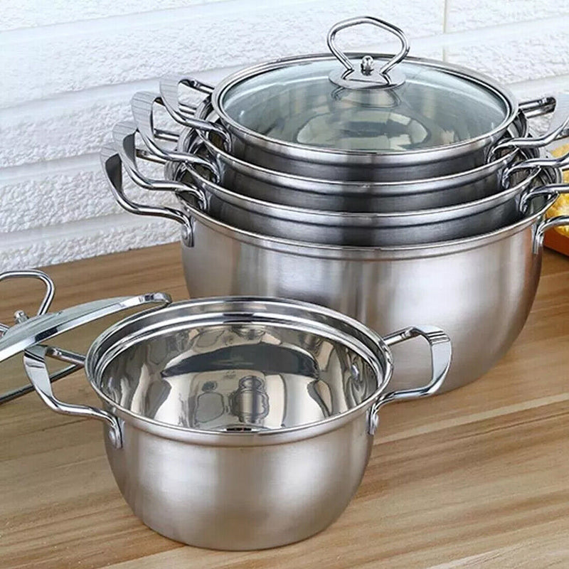 11 Piece Stainless Steel Cookware Pan Set Non-Stick Induction Pots Lids Pans Utensils