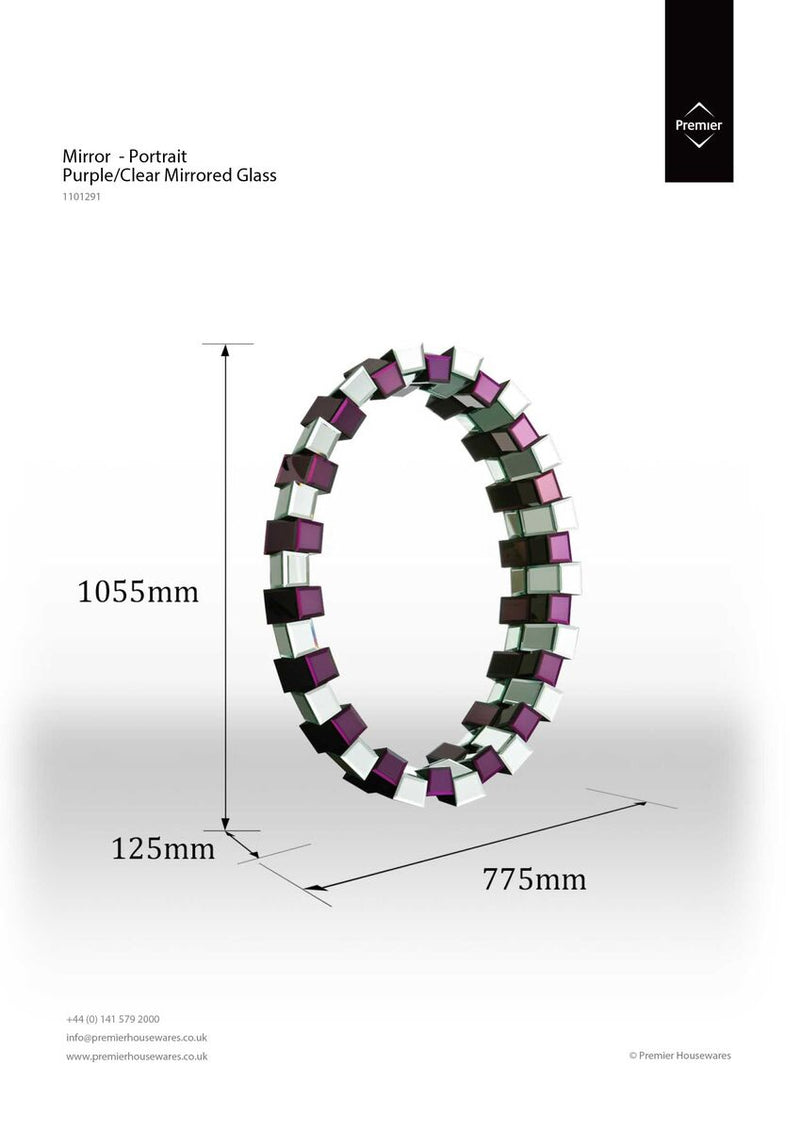 Purple Mirrored Glass Wall Mirror | Carlotta