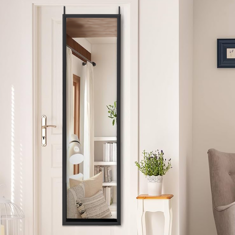 Black Plastic Frame Over Door Mirror | Mize