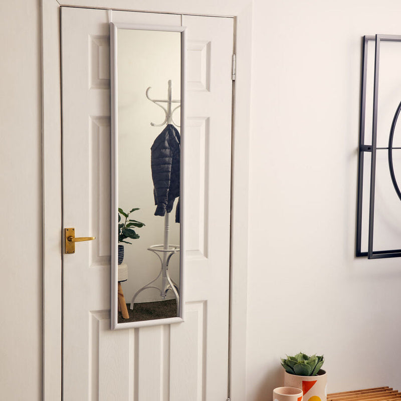 White Plastic Frame Over Door Mirror | Mize