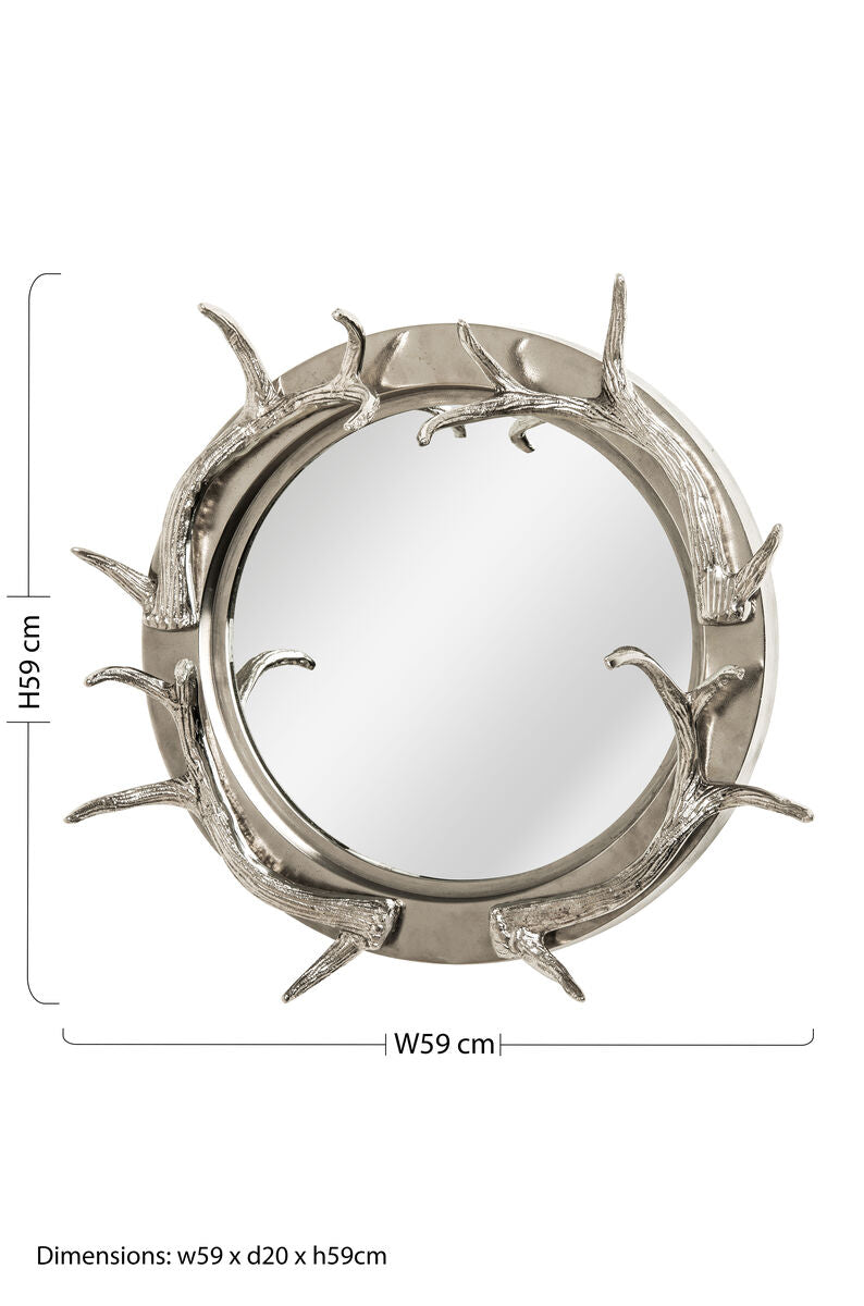 Stag Steel and Nickel Finish Wall Mirror | Antler