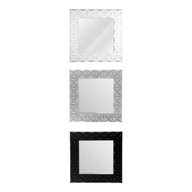 3D Effect Wall Mirror with White High Gloss Finish | Stockholm