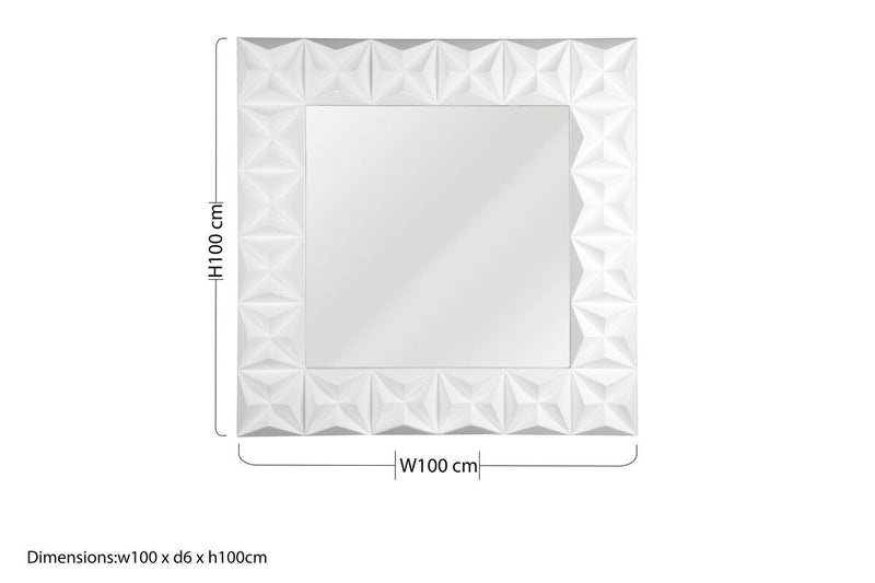 3D Effect Wall Mirror with White High Gloss Finish | Stockholm