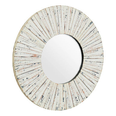 White Wash Round Wall Mirror | Driftwood