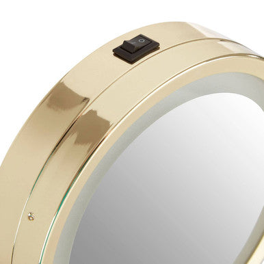 Gold Colour Iron LED Table Mirror | Cassini