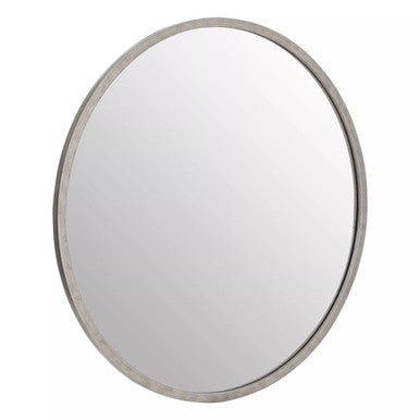 Medium Antique Silver Round Wall Mirror | Saska
