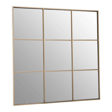 Grid Wall Mirror with Gold Finish Frame | Oriel