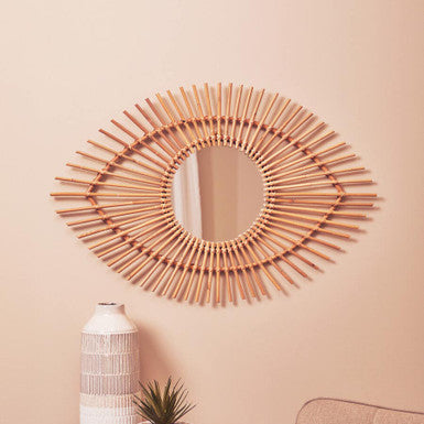 Natural Rattan Eye Shape Wall Mirror | Mataram