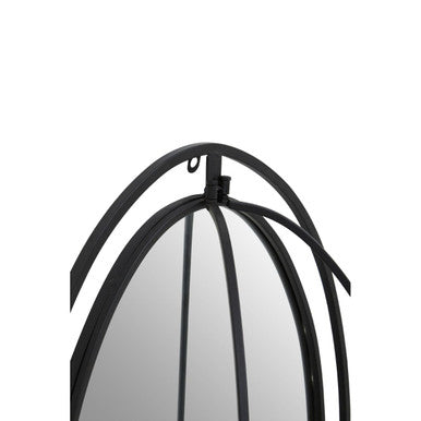 Oval Shelved Black Wall Mirror | Avento