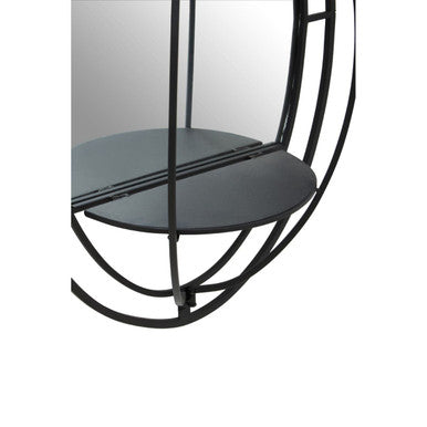 Oval Shelved Black Wall Mirror | Avento