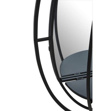 Oval Shelved Black Wall Mirror | Avento