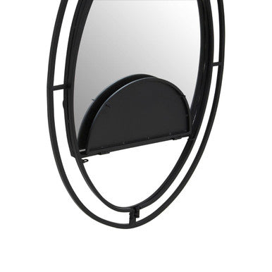 Oval Shelved Black Wall Mirror | Avento