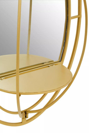 Oval Shelved Gold Wall Mirror | Avento