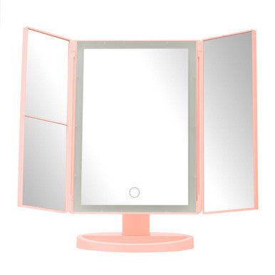 Tri Fold Pink LED Table Mirror | Cassini