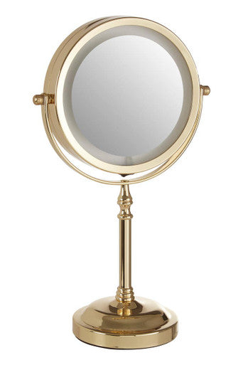 Gold Finish LED Large Table Mirror | Cassini