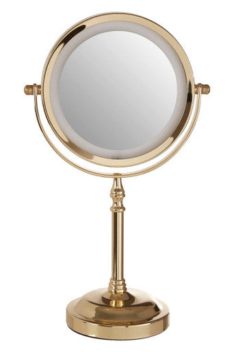 Gold Finish LED Large Table Mirror | Cassini