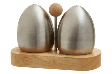 Stainless Steel and Rubberwood Salt Pepper Shakers | Natural Origins