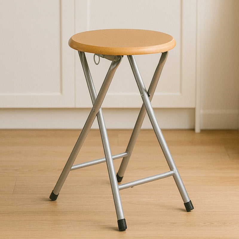 Folding Stool with Wood Veneer Seat | Hinata
