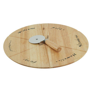 Pizza Board Set with Cutter | Rubberwood