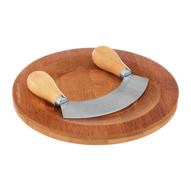 Bamboo Board with Mezzaluna Herb Chopper | Aleki