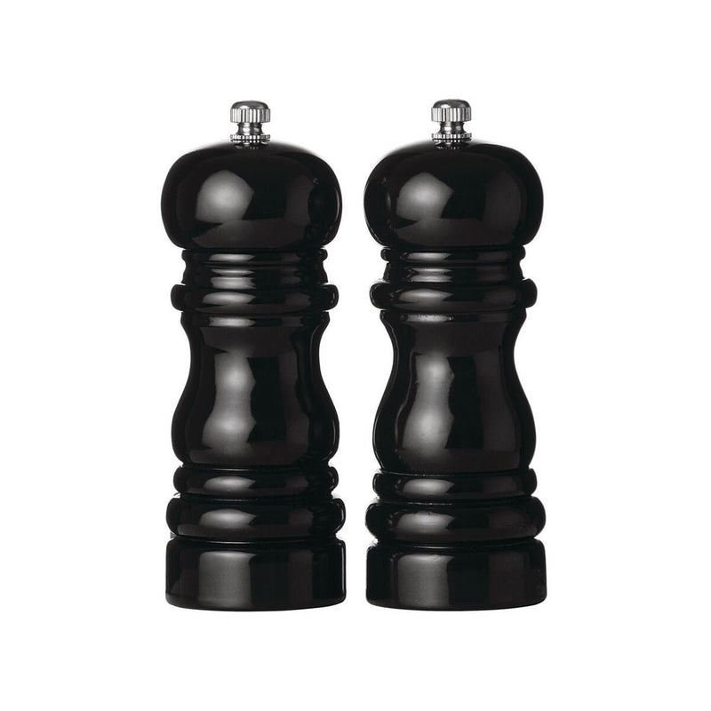 14Cm Black Hi Gloss Salt and Pepper Set | Salta