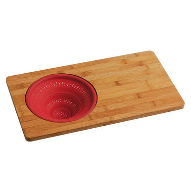 Bamboo Chopping Board With Silicone Colander | Aleki