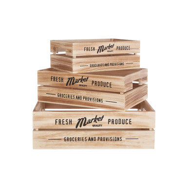 Natural Wood Set of 3 Provision Crates | Naresso
