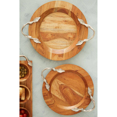 Acacia Wood Small Round Tray | Vine