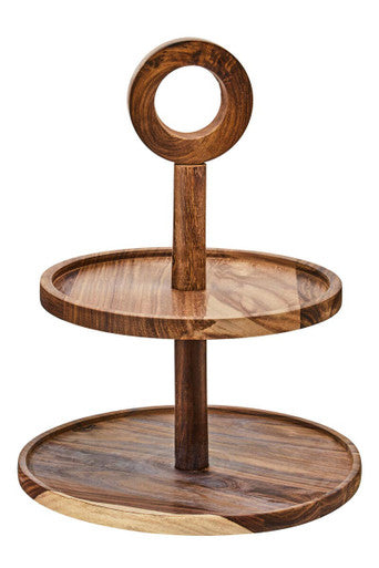 Sheesham Wood Two Tier Cake Stand | Kora