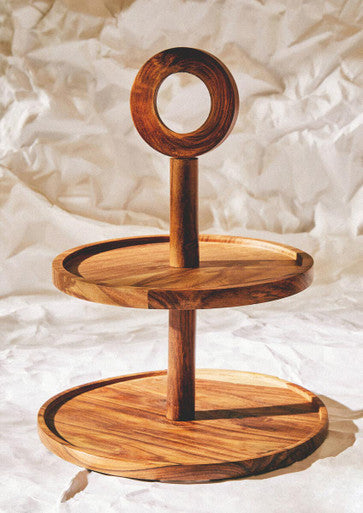 Sheesham Wood Two Tier Cake Stand | Kora