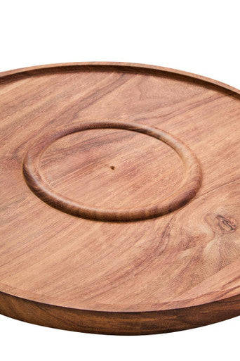 Acacia Wood and Cream Marble Chip and Dip Platter | Kora
