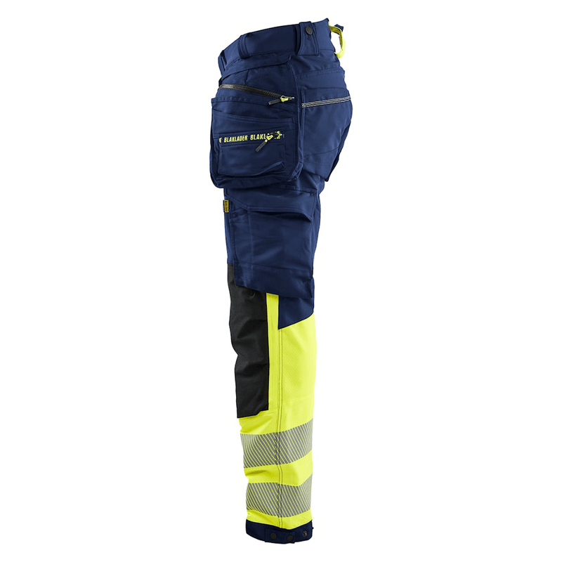 Blaklader 1125 Hi-Vis 4-Way Stretch Kneepad Trousers Navy/Yellow