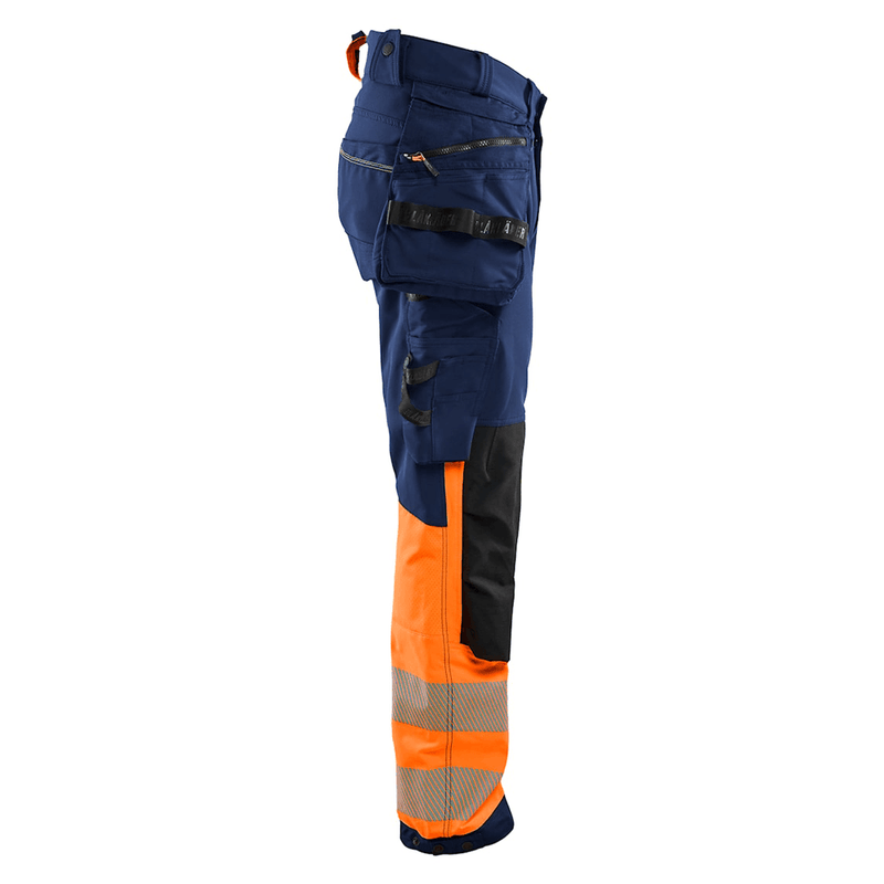 Blaklader 1125 Hi-Vis 4-Way Stretch Kneepad Trousers Navy/Orange