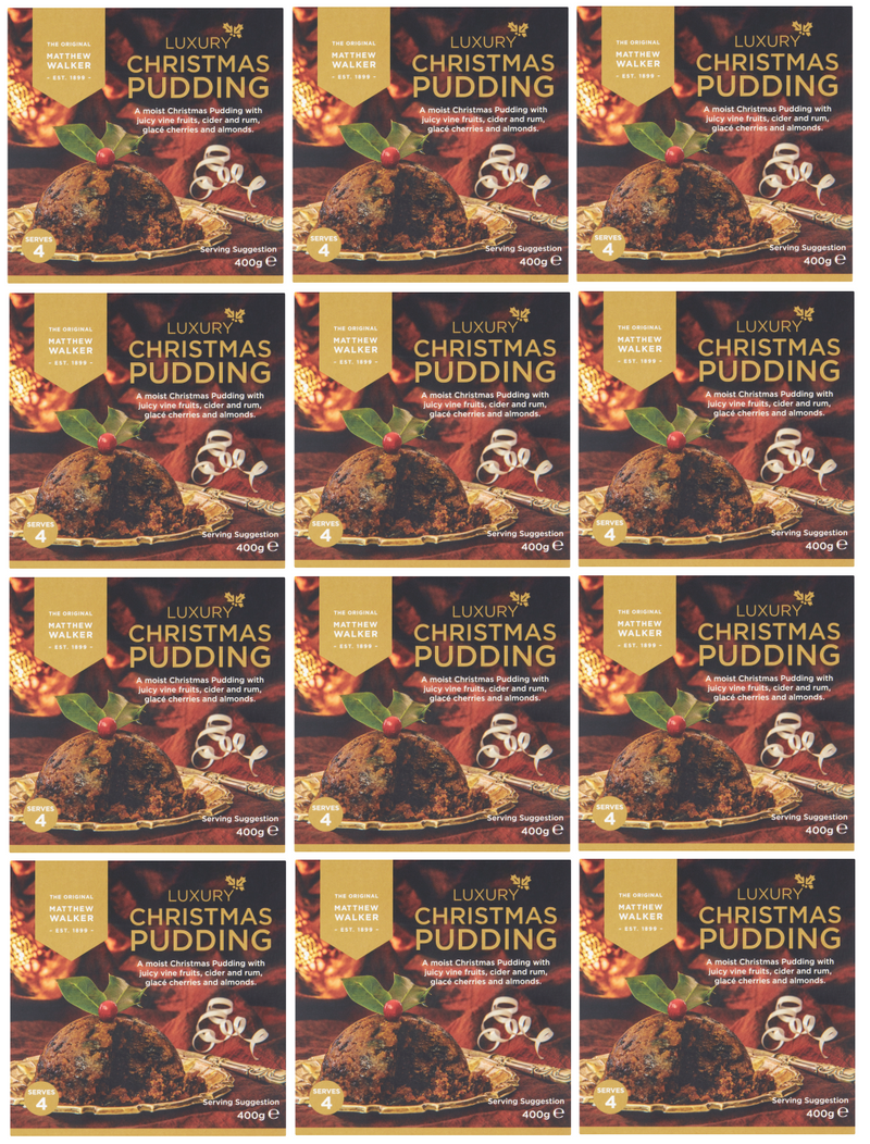 12 X Matthew Walker Luxury Christmas Pudding 400GM