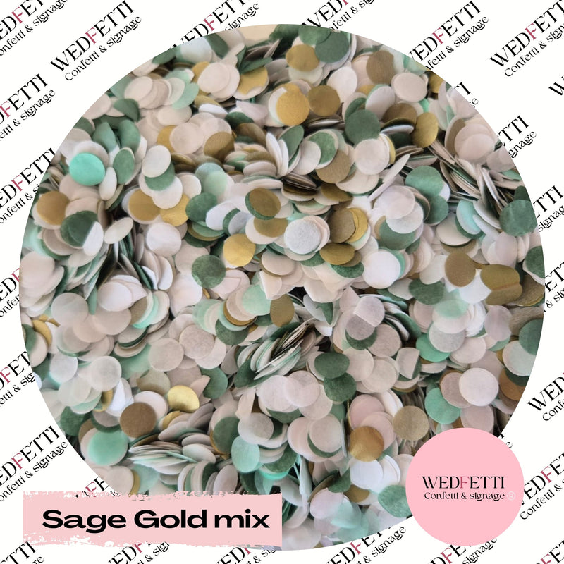 Biodegradable Slow falling paper Confetti - sage gold  mix bulk bag 500g
