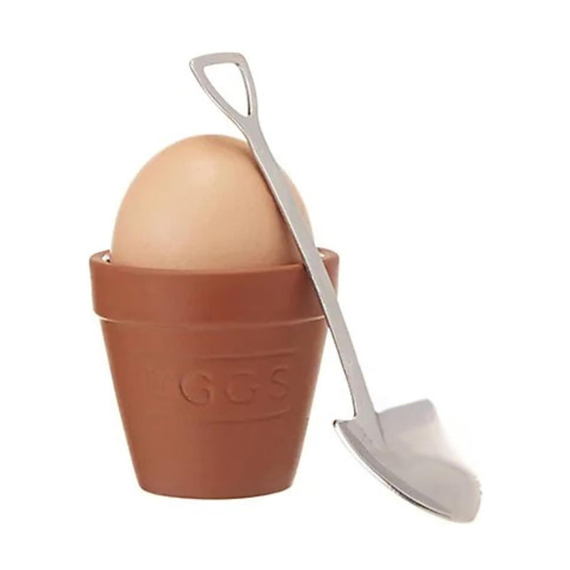 Set of Two Egg Holders & Two Spade Spoons