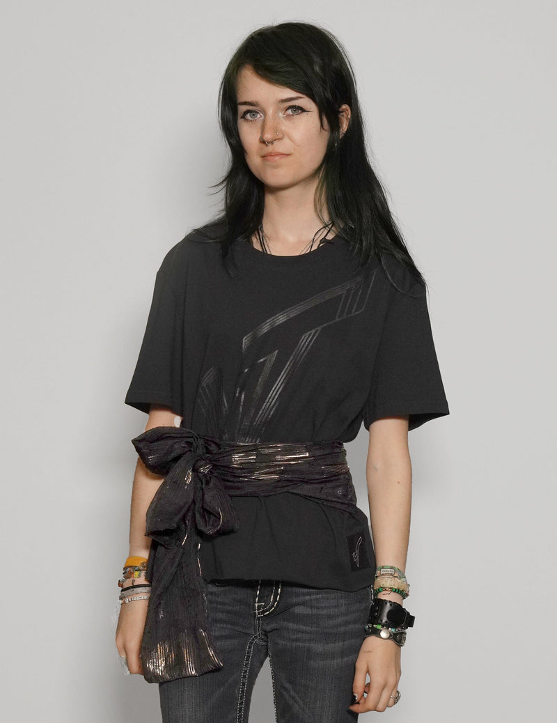 ST Lined Logo Party Back Tie-Tee - Black & Gold