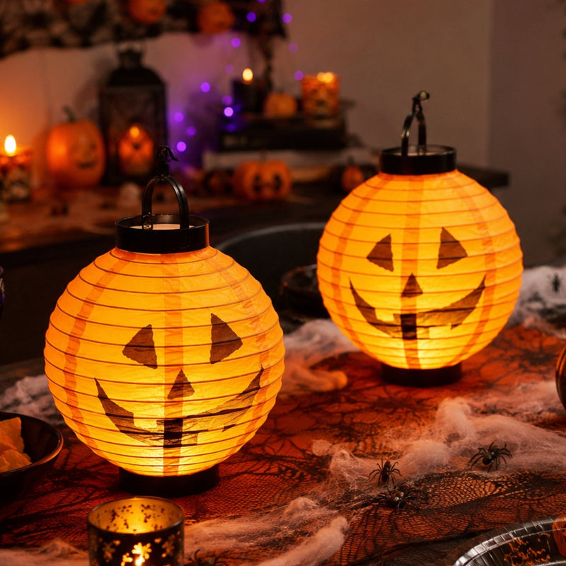Giant Skeleton Balloon, 2 Pumpkin Lanterns & Tree Halloween Decoration Bundle