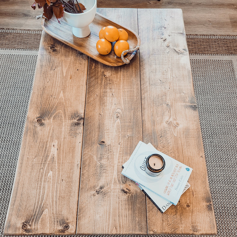 ORIAN Rustic Wooden Coffee Table With Square Legs