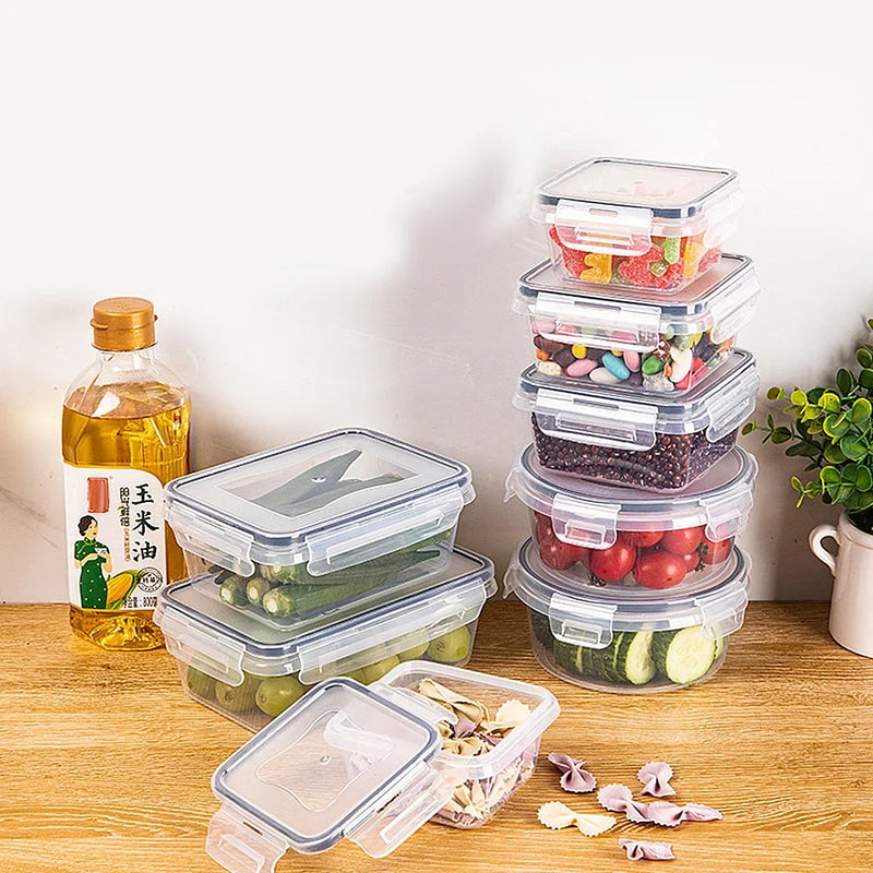 12 Pack Storage Boxes Set with Clip Lids - Transparent Food Containers
