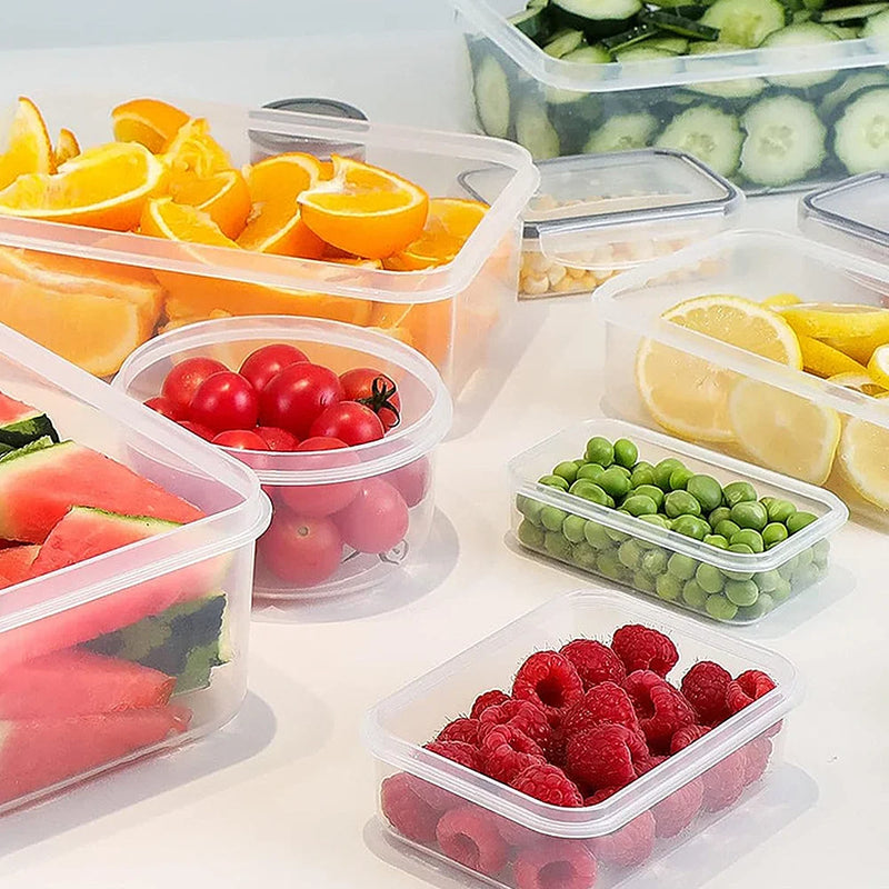 12 Pack Storage Boxes Set with Clip Lids - Transparent Food Containers
