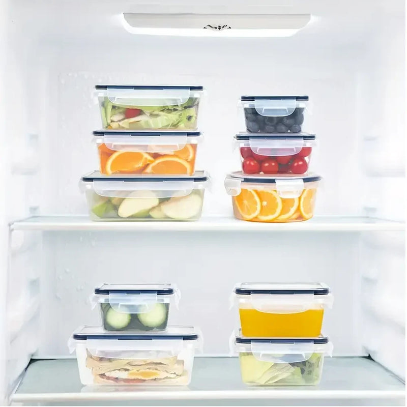 12 Pack Storage Boxes Set with Clip Lids - Transparent Food Containers