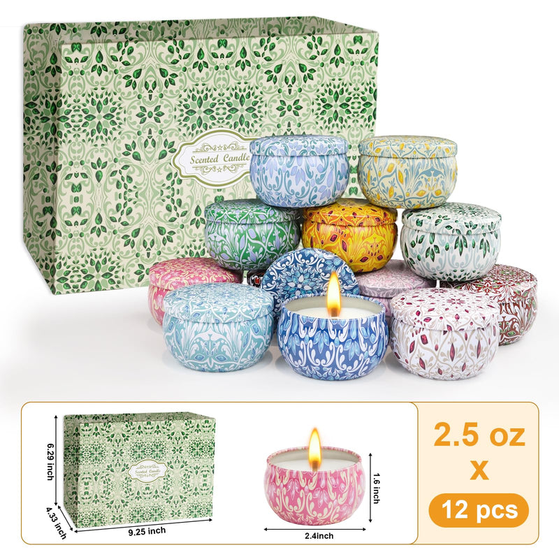 12 Pack Scented Candles Gift Set for Women | Natural Soy & Aromatherapy