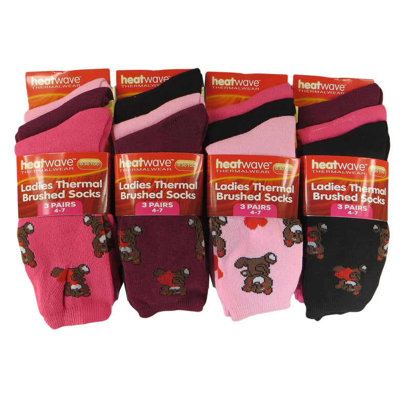 12 Pack Womens Thermal Winter Socks Extra Warm for Cold Weather High Insulation with 2.3 Tog Rating Perfect for Work Boots and Outdoor Activities by Heatwave Thermalwear